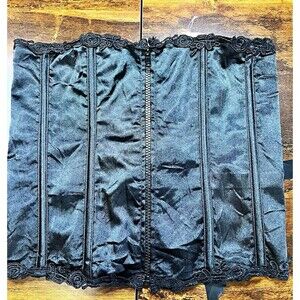 Elegant Moments Boned Waist Cincher Corset Zip Front Lace Up Black 34